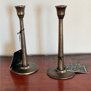 Elegant pair of Bronze-style Candlestick Holders